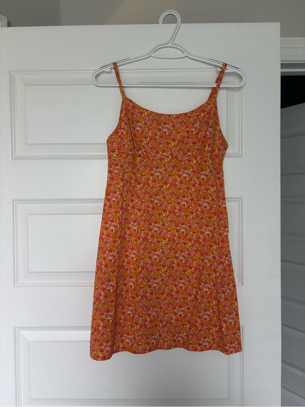 wild fable Orange Floral Spaghetti-Strap Mini Dress